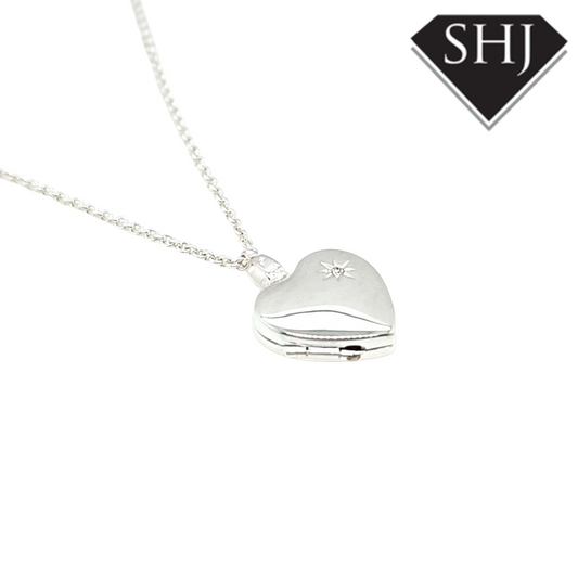 Silver Diamond Heart Locket