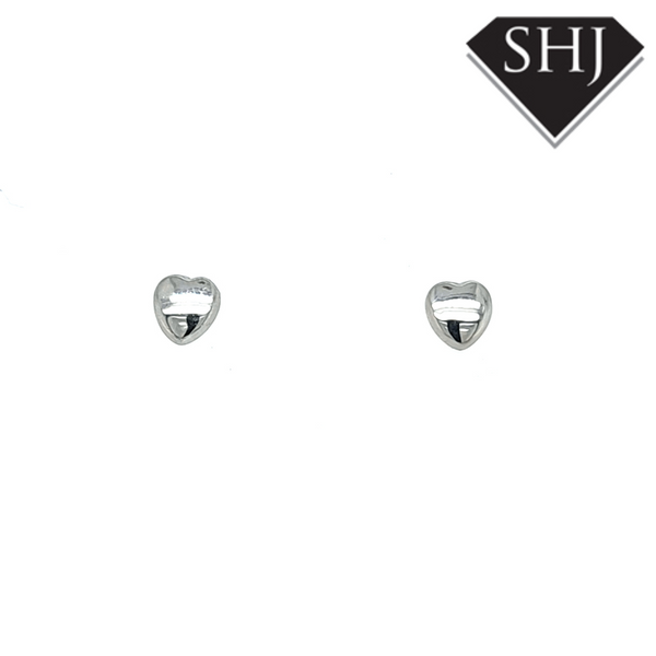 9ct White Gold Heart Stud Earrings