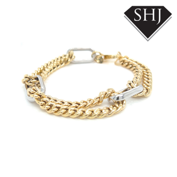 White Gold/ Yellow Gold Long Link Bracelet