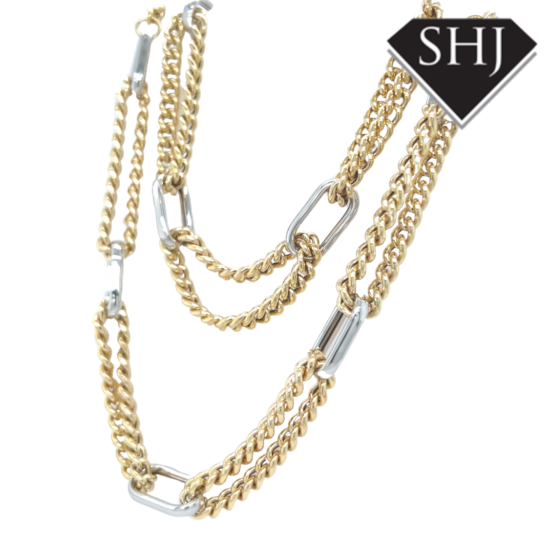 White Gold/ Yellow Gold Long Link Necklace