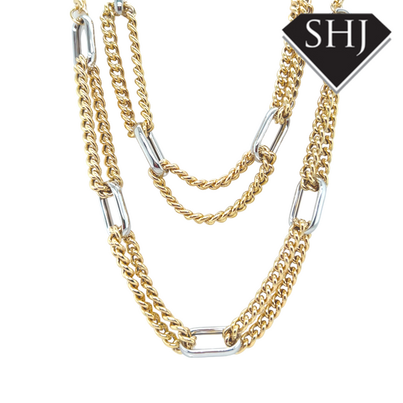 White Gold/ Yellow Gold Long Link Necklace