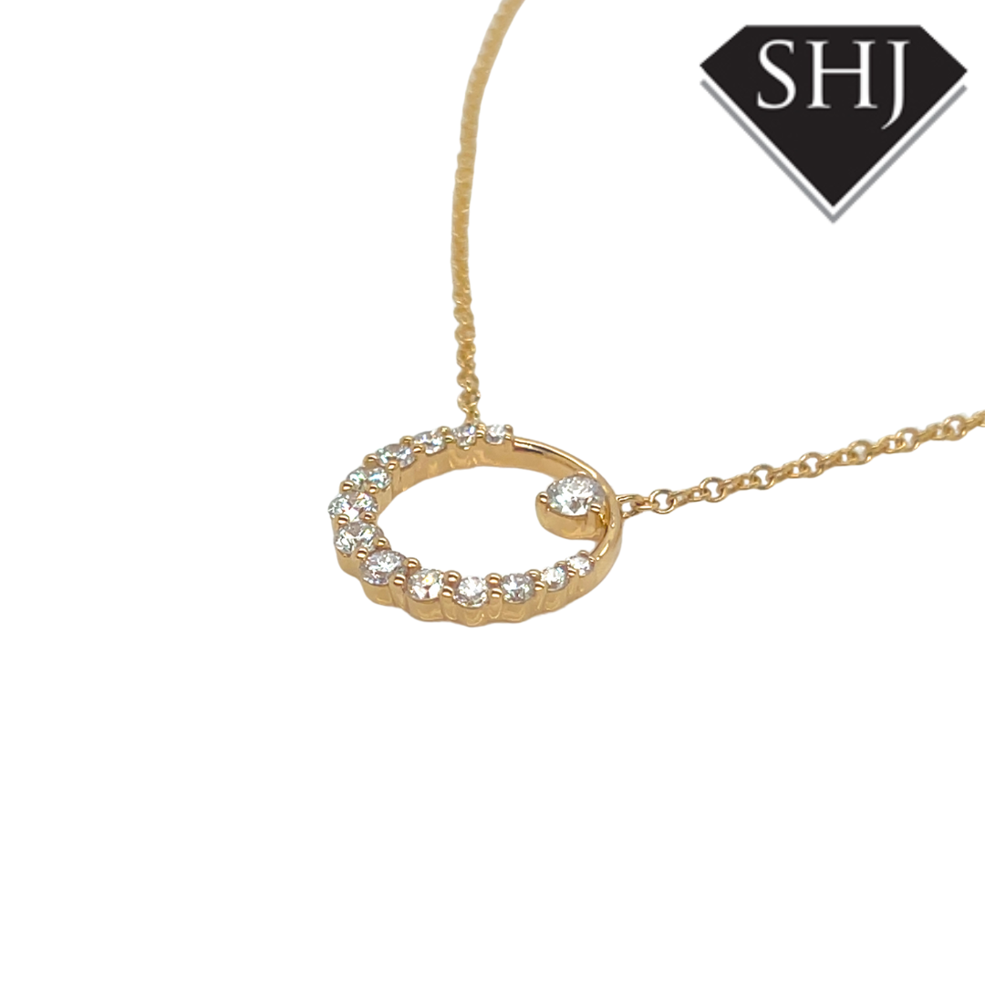 18ct Yellow Gold Diamond Circle Pendant