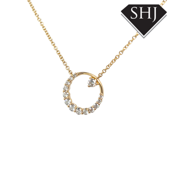 18ct Yellow Gold Diamond Circle Pendant