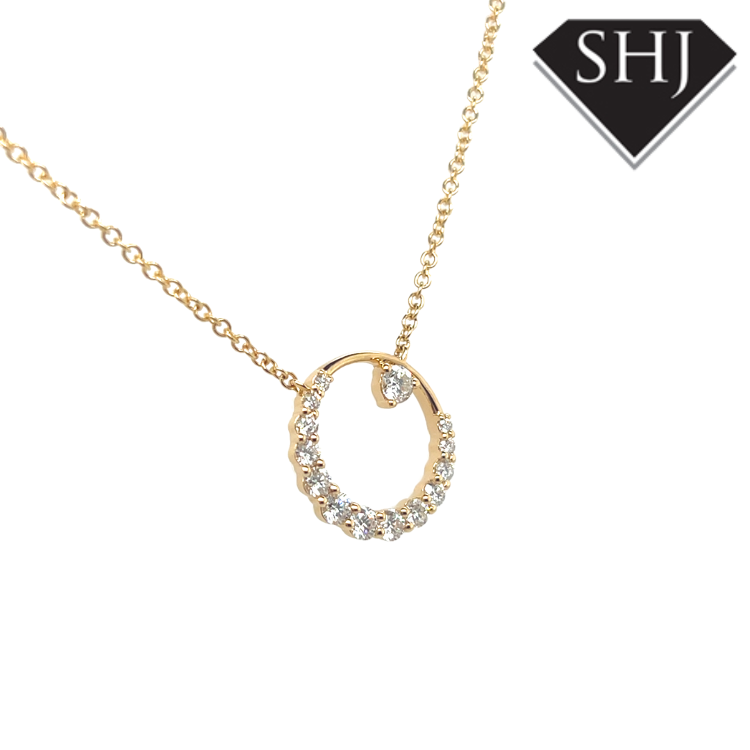 18ct Yellow Gold Diamond Circle Pendant