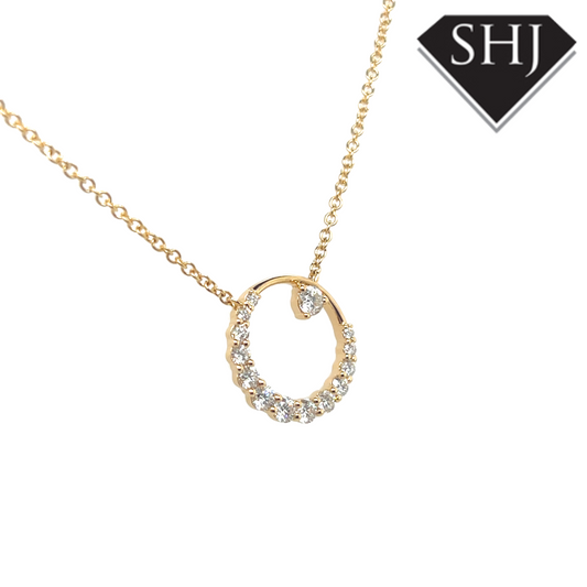 18ct Yellow Gold Diamond Circle Pendant