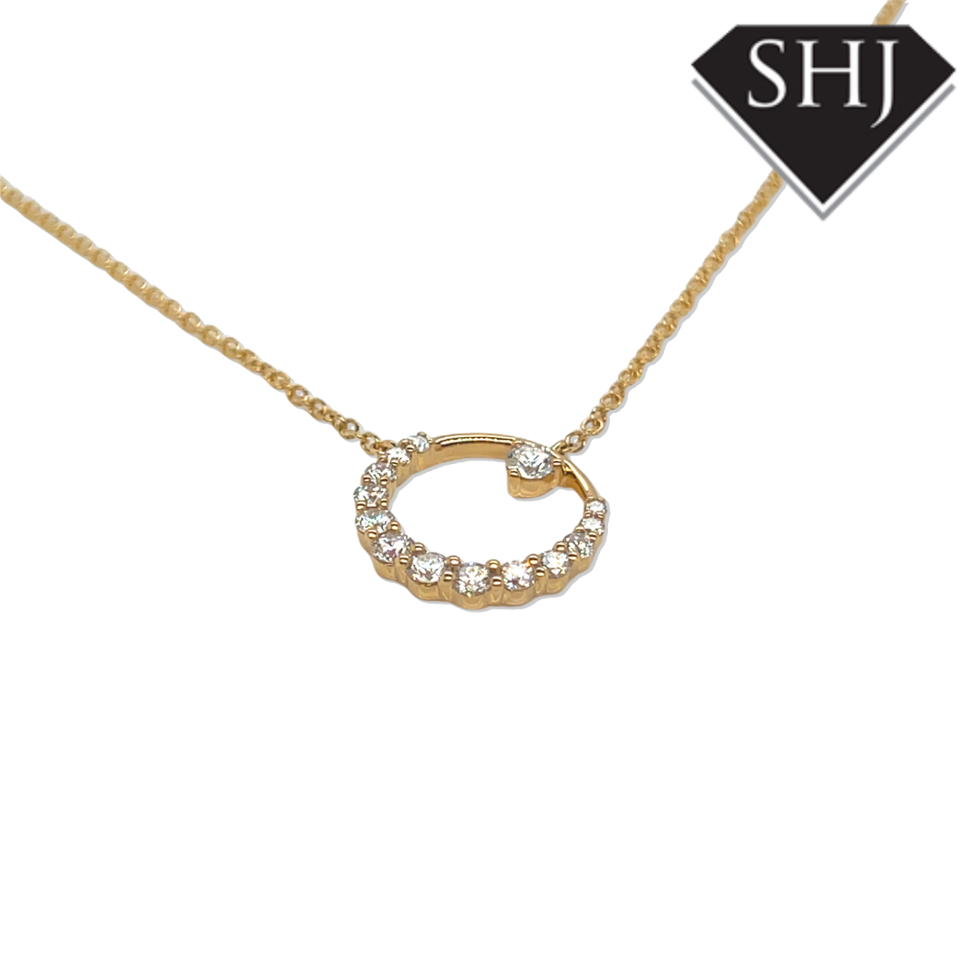18ct Yellow Gold Diamond Circle Pendant