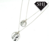 Double Silver Disc Pendant