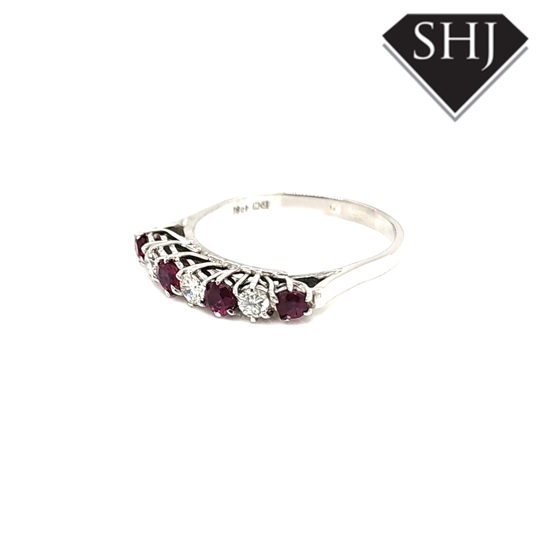 18ct White Gold Ruby and Diamond ET ring