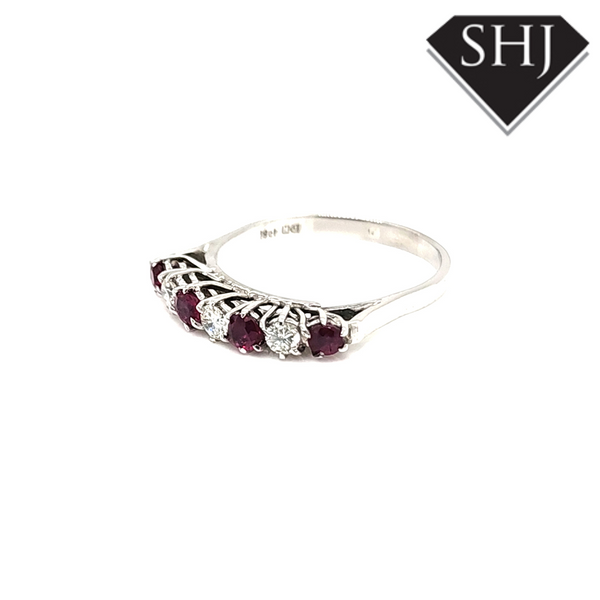 18ct White Gold Ruby and Diamond ET ring