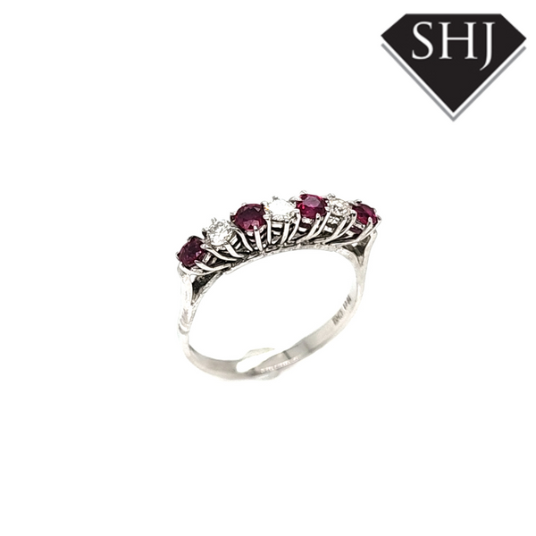 18ct White Gold Ruby and Diamond ET ring