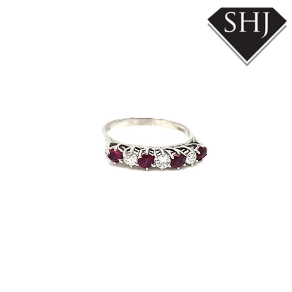 18ct White Gold Ruby and Diamond ET ring