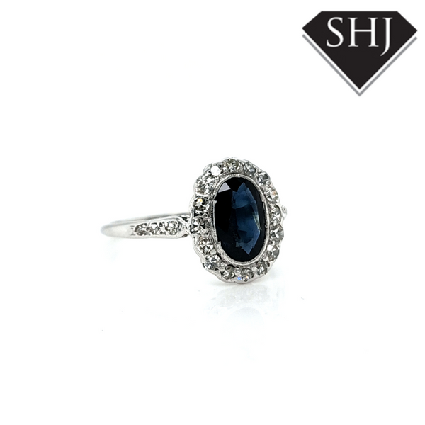 18ct White Gold Sapphire & Diamond Ring