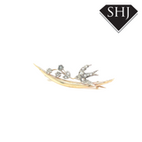 Silver Gold Plated Diamond Bird Brooch