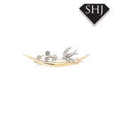 Silver Gold Plated Diamond Bird Brooch