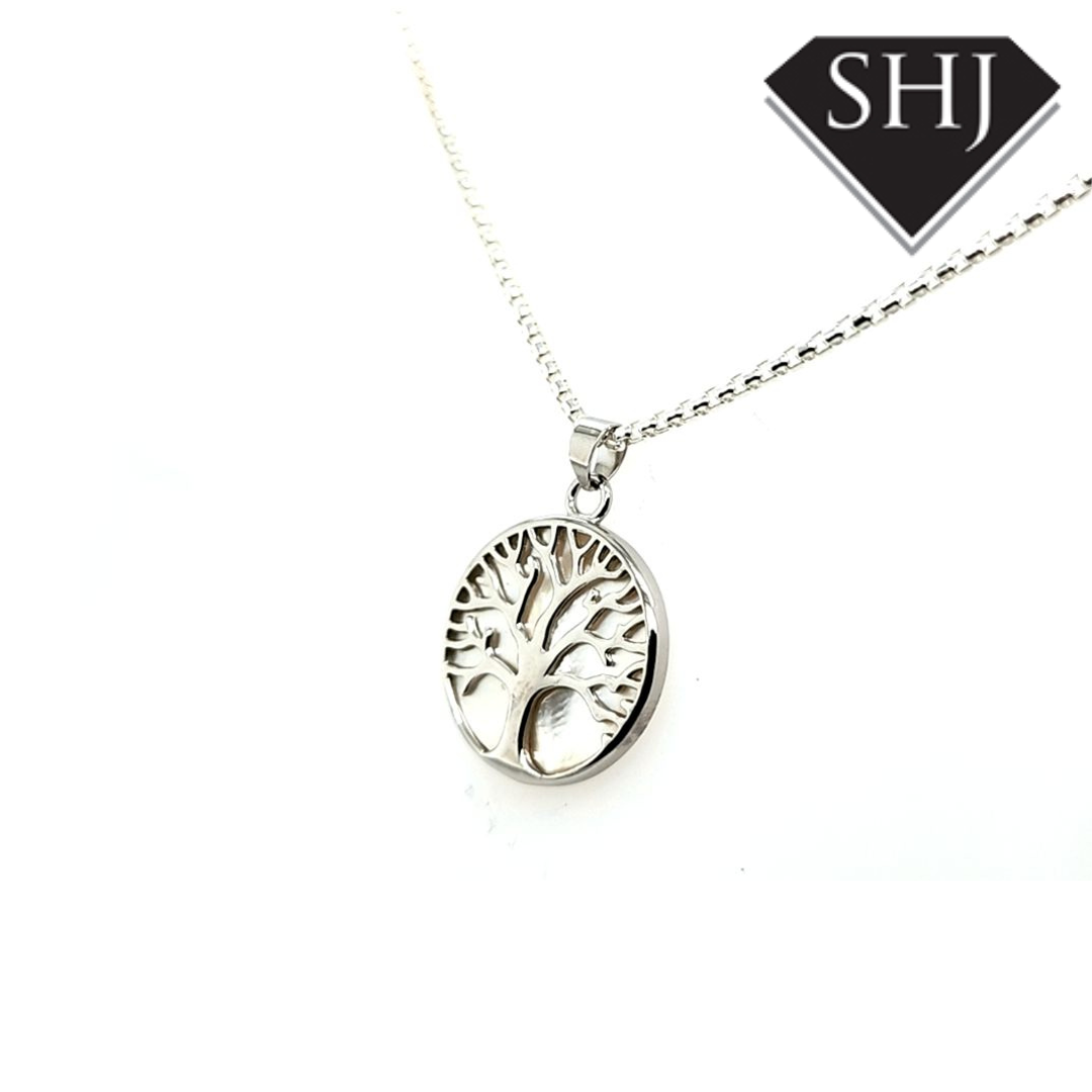 Silver and Mother of Pearl Tree Necklace