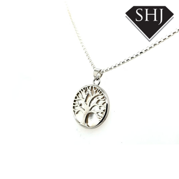 Silver and Mother of Pearl Tree Necklace