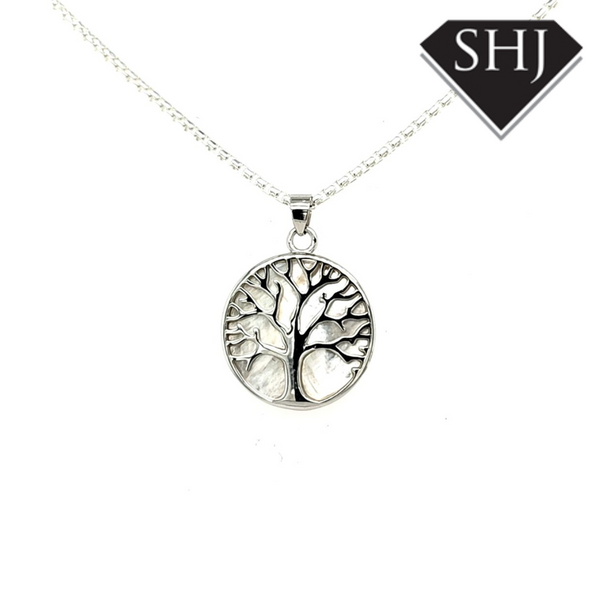 Silver and Mother of Pearl Tree Necklace