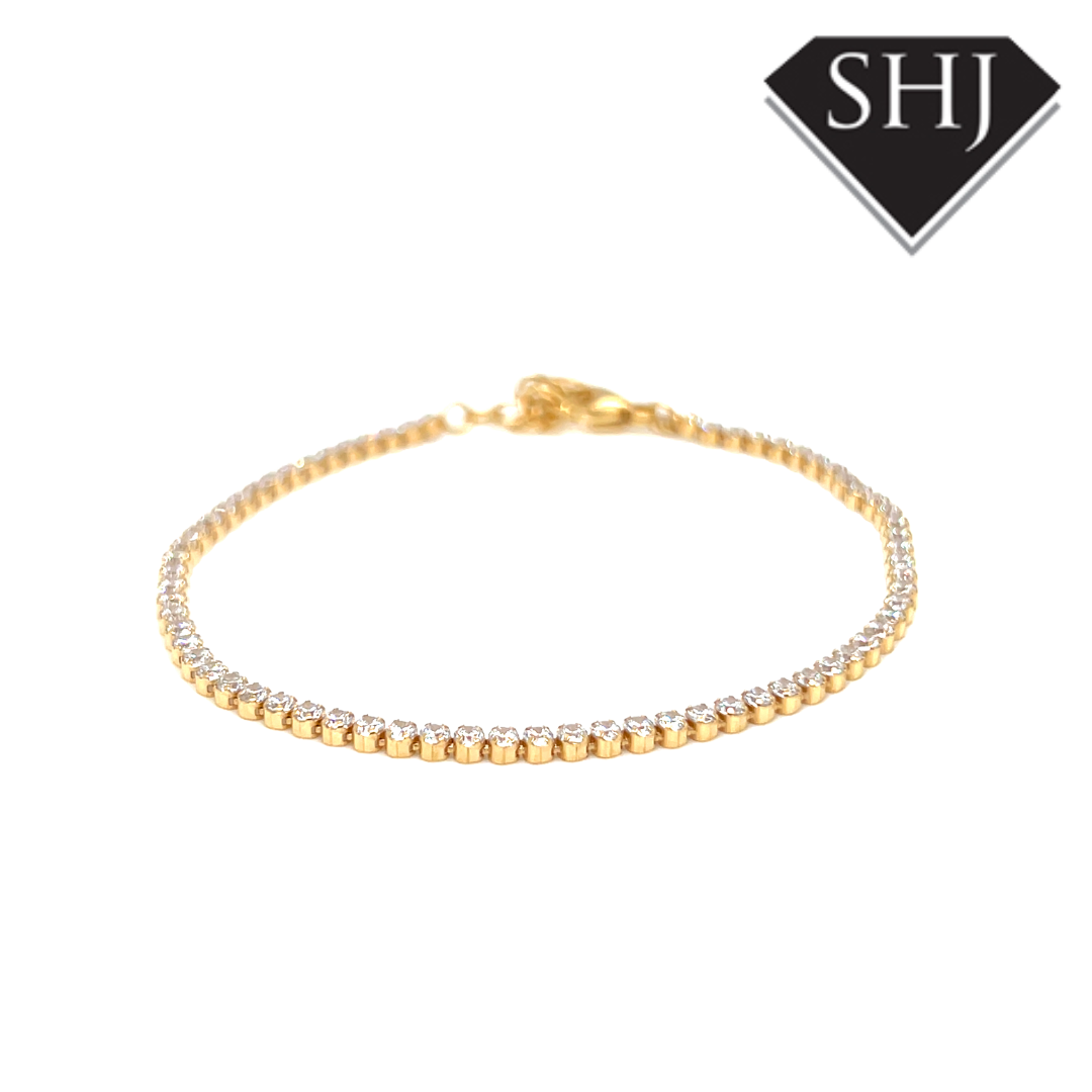 Silver Gold Plated CZ Bracelet