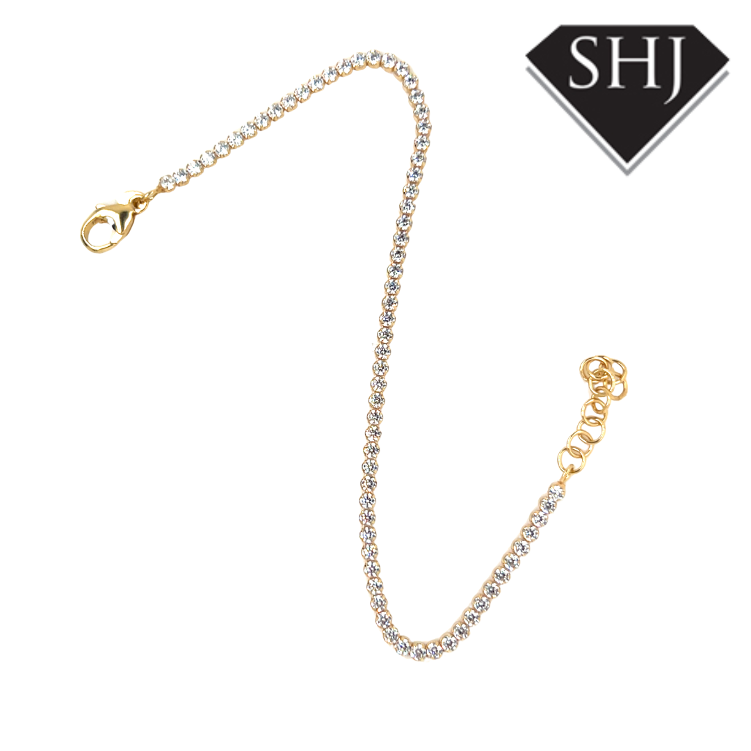 Silver Gold Plated CZ Bracelet