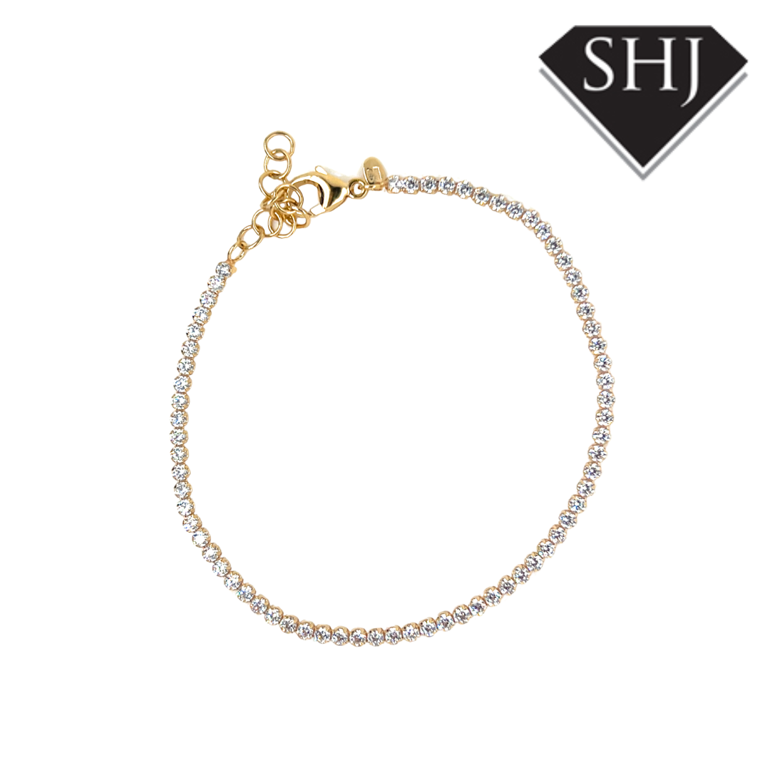 Silver Gold Plated CZ Bracelet