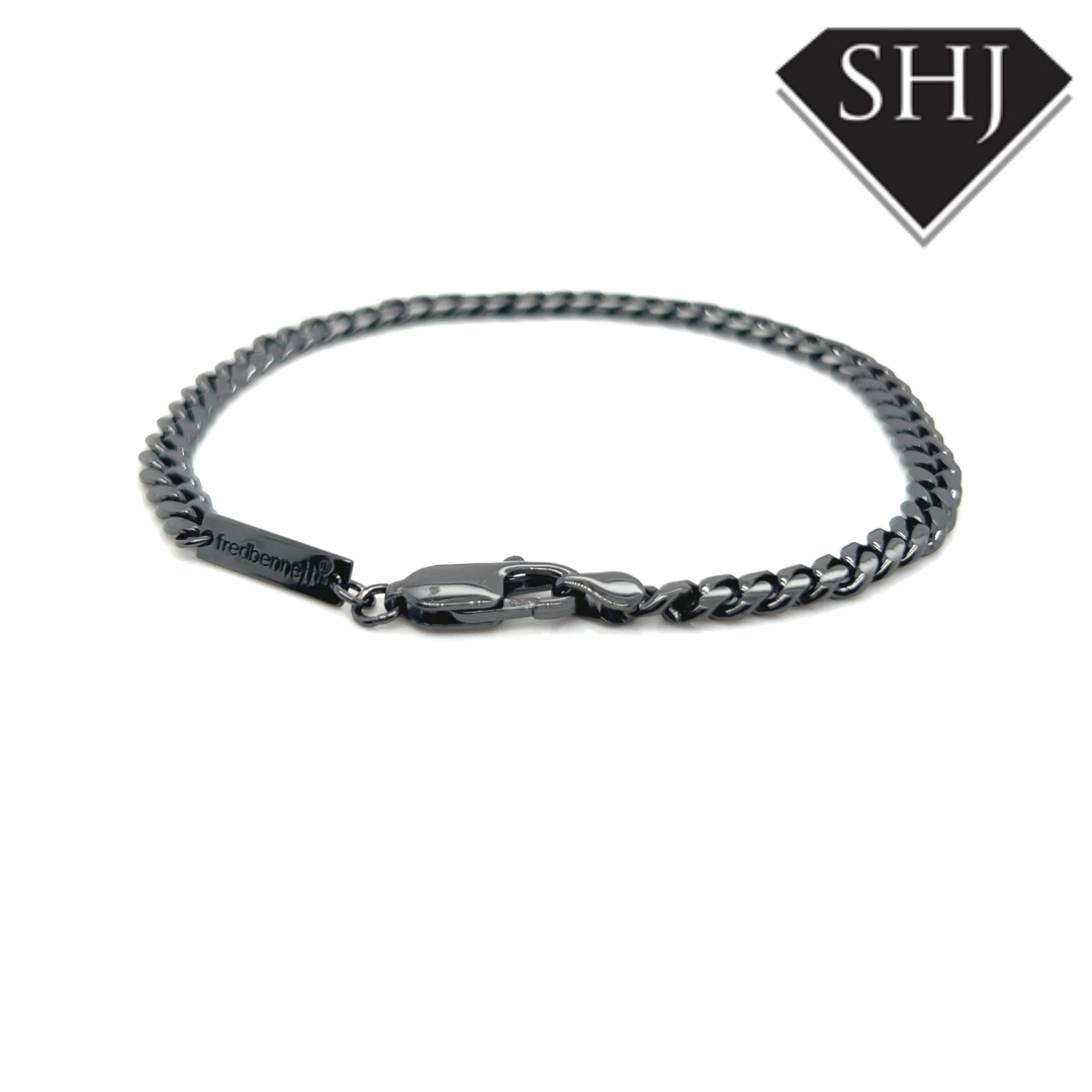 Gunmetal Silver Plated Cuban Link Bracelet