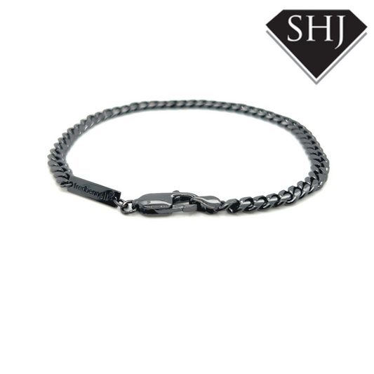 Gunmetal Silver Plated Cuban Link Bracelet