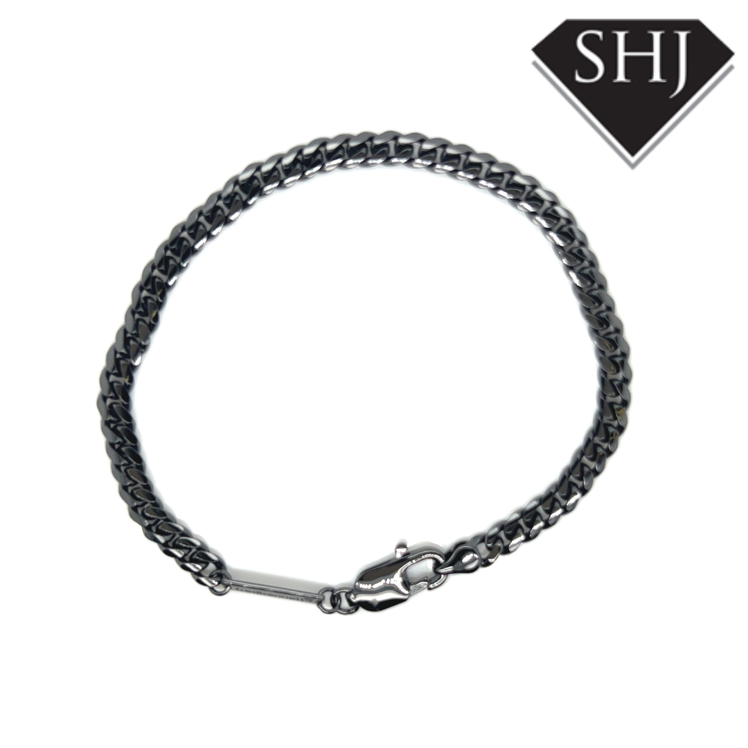 Gunmetal Silver Plated Cuban Link Bracelet