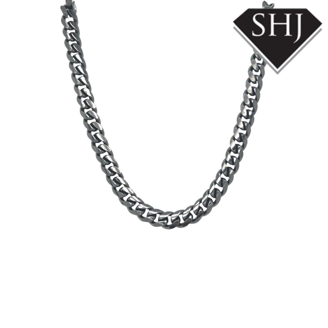 Gunmetal Silver Plated Cuban Link Bracelet