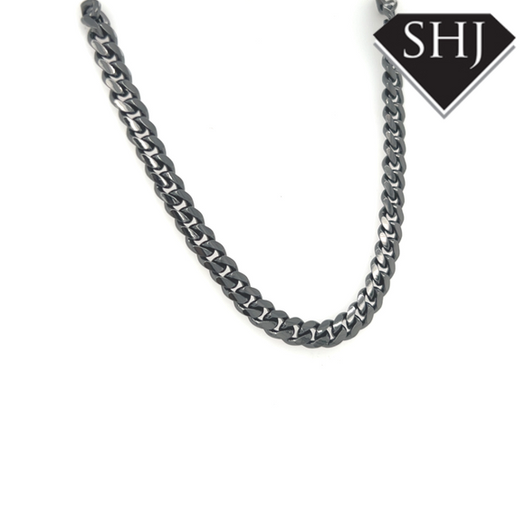 Gunmetal Silver Plated Cuban Link Bracelet