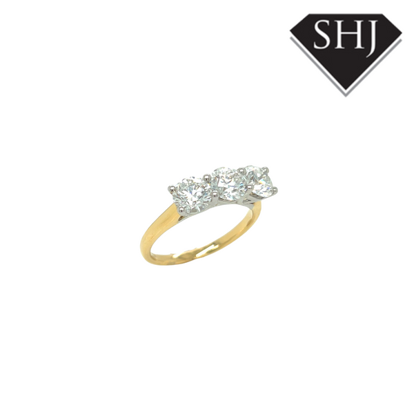 18ct Yellow & White Gold 3 Stone 2.1ct Lab Grown Diamond Ring