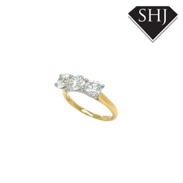 18ct Yellow & White Gold 3 Stone 2.1ct Lab Grown Diamond Ring