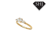 18ct Yellow Gold 3 Stone Oval/Pear Diamond Ring