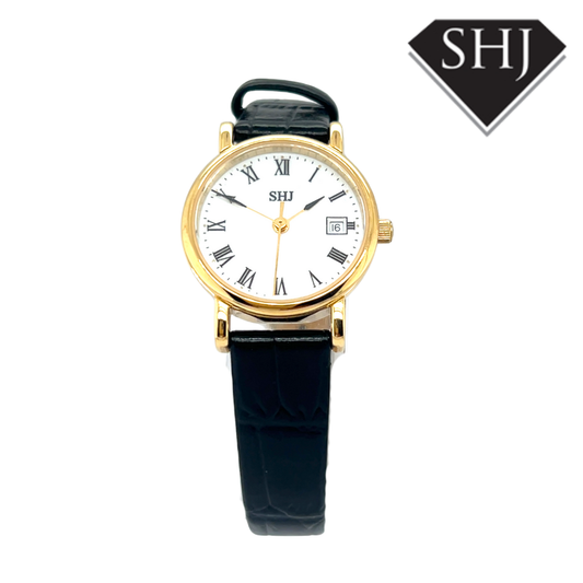 SHJ Ladies Black Strap Watch