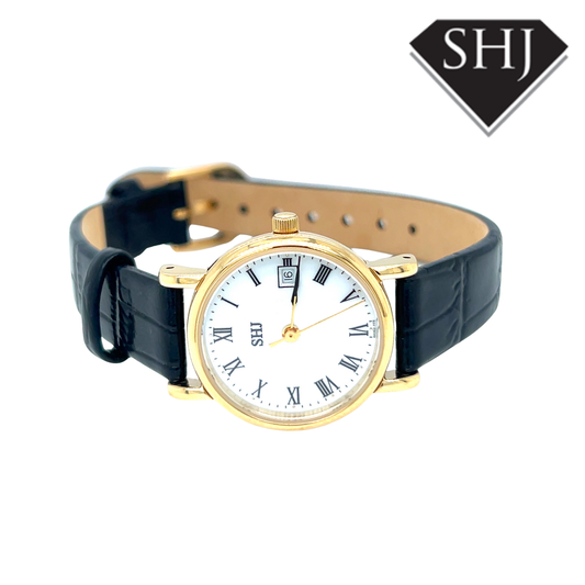 SHJ Ladies Black Strap Watch