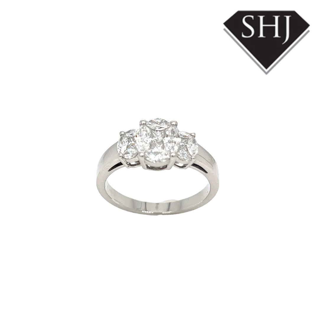 Platinum 3 Stone 0.18ct/0.65ct Diamond Ring