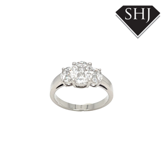 Platinum 3 Stone 0.18ct/0.65ct Diamond Ring