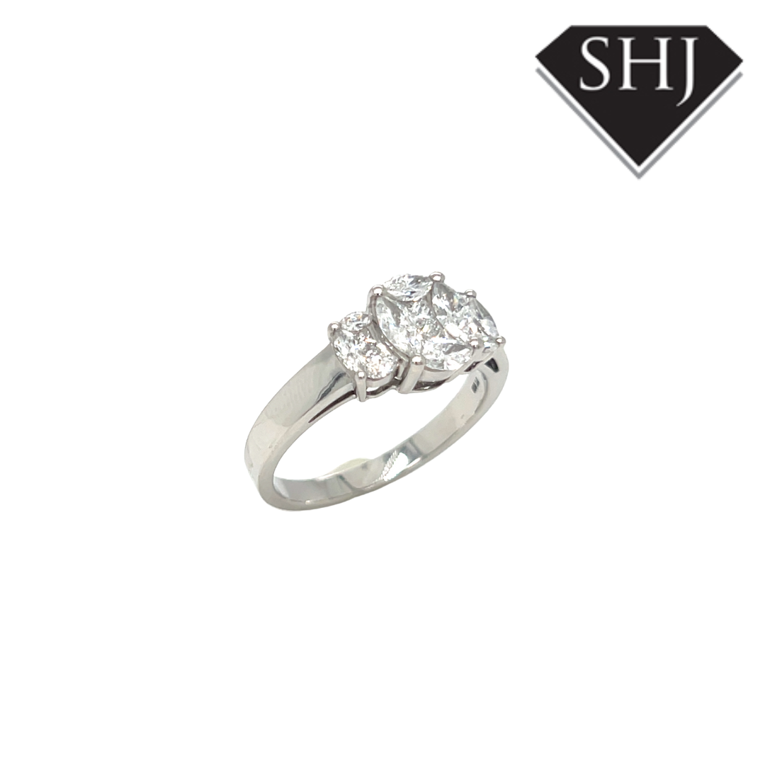 Platinum 3 Stone 0.18ct/0.65ct Diamond Ring