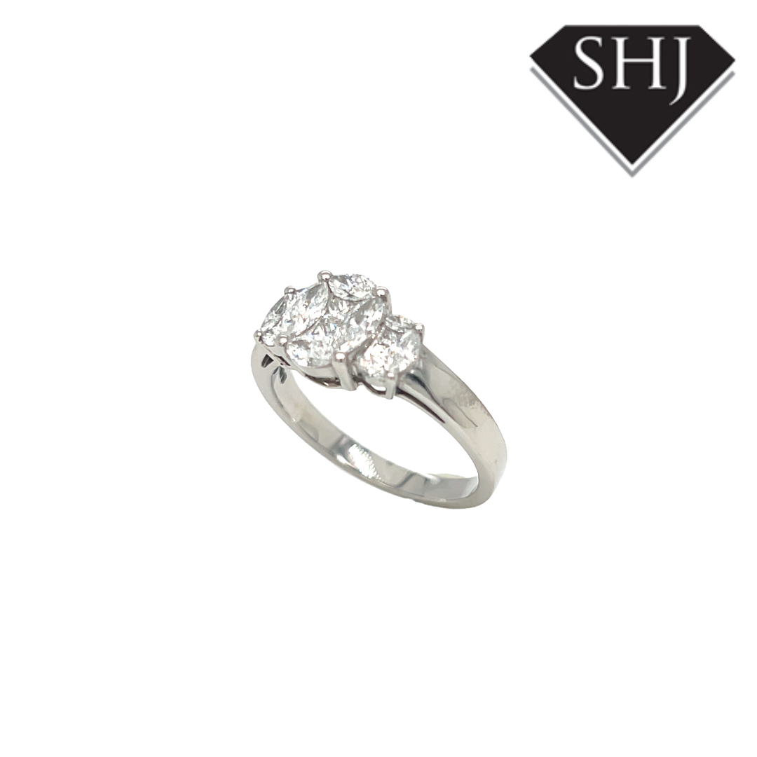 Platinum 3 Stone 0.18ct/0.65ct Diamond Ring