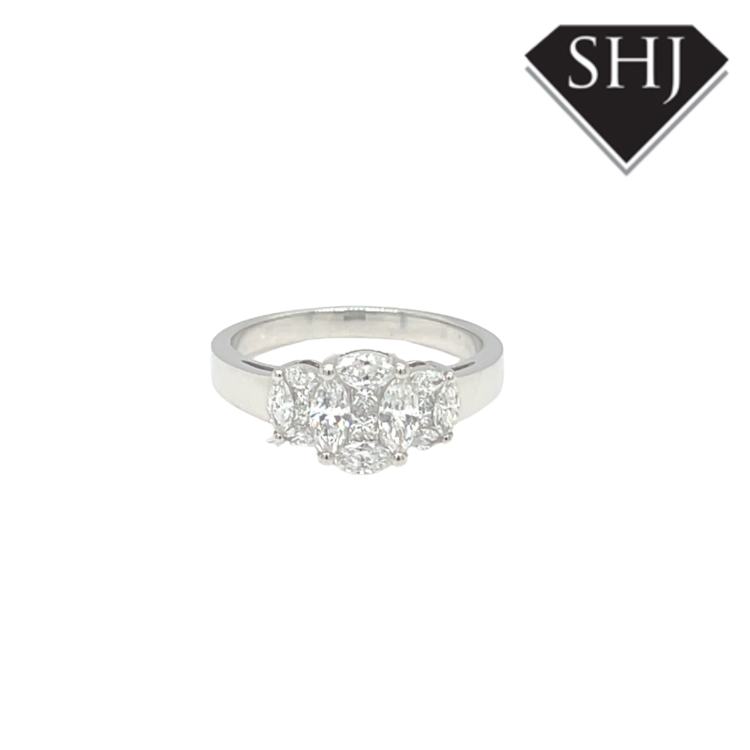 Platinum 3 Stone 0.18ct/0.65ct Diamond Ring