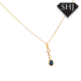 9ct Yelllow 0.14ct Gold Diamond and Sapphire Pendant