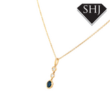 9ct Yelllow 0.14ct Gold Diamond and Sapphire Pendant