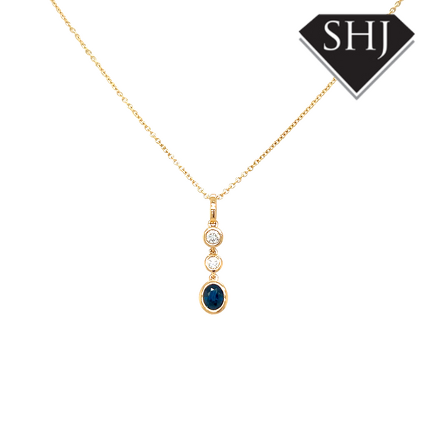 9ct Yelllow 0.14ct Gold Diamond and Sapphire Pendant