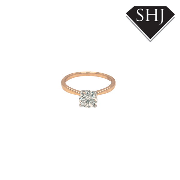 18ct Yellow & White Gold 1.0ct Single Stone Diamond Ring SI2 E