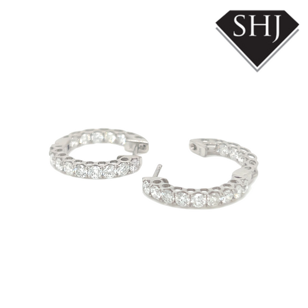 18CT White Gold 1.50CT Diamond Hoop Earrings