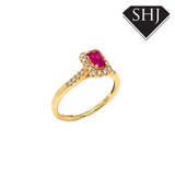 9CT Yellow Gold Ruby & Diamond Ring