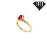 9CT Yellow Gold Ruby & Diamond Ring