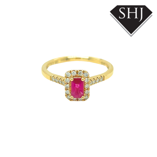 9CT Yellow Gold Ruby & Diamond Ring