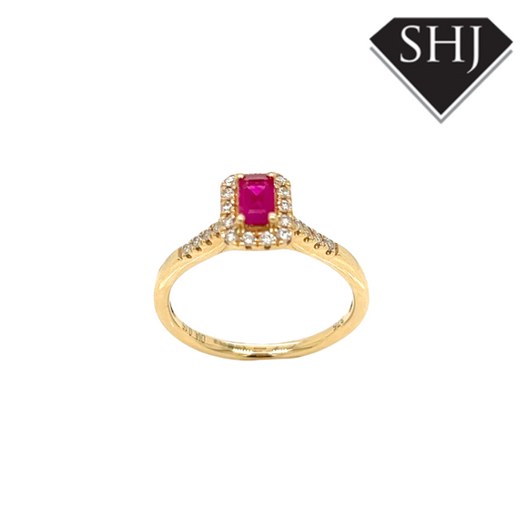 9CT Yellow Gold Ruby & Diamond Ring