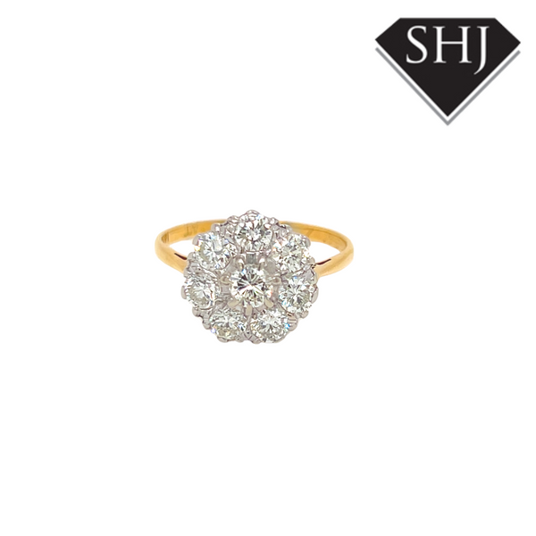 18ct Yellow & White Gold Diamond Cluster Ring