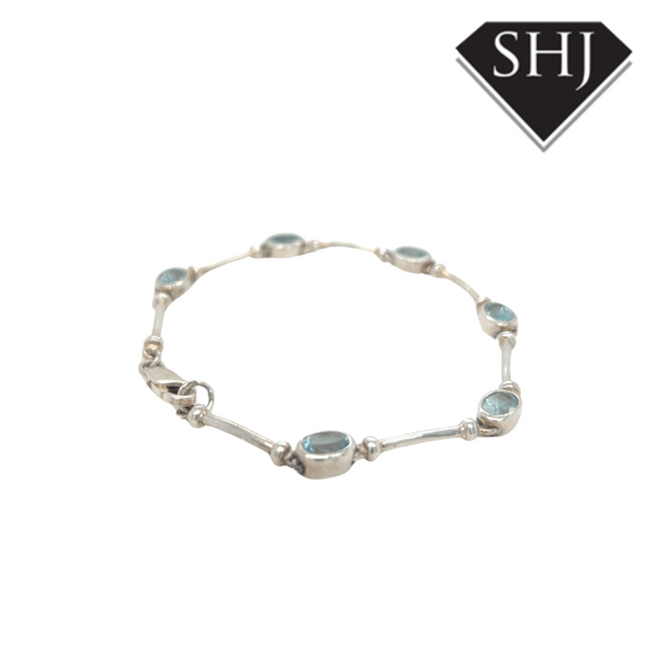 Silver  Blue CZ Bracelet